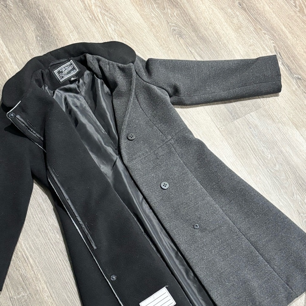 90s Vintage Rothschild Black Grey Girls Wool Pea Coat Size 6x - Picture 6 of 9